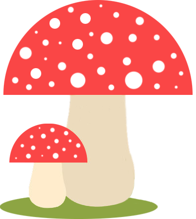 Flugsvamp 4.0 logo showing a stylized red mushroom with a white stem and digital pixel overlay